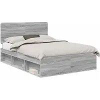 vidaXL Cadre de lit gris Sonoma 140 x 190 cm Pin massif