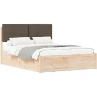 vidaXL Cadre de lit avec tête de lit rembourrée Taupe 140 x 190 cm