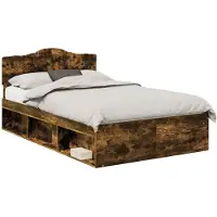 vidaXL Cadre de lit Chêne fumé 120 x 190 cm Pin massif