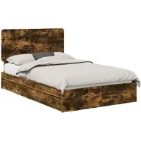 vidaXL Lit de rangement Chêne fumé 135 x 190 cm Bois composite