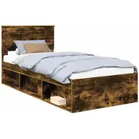 vidaXL Cadre de lit Chêne fumé 90 x 190 cm Pin massif