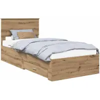 vidaXL Cadre de lit avec tête de lit Chêne Artisan 90 x 190 cm Bois composite