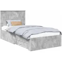 vidaXL Cadre de lit avec tête de lit Béton Gris 100 x 200 cm Bois composite