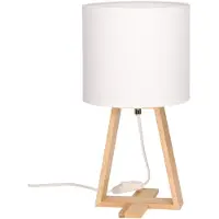 Forlight NUTS - (2 pièces) Lampe de table de style nordique. Pour table de chevet en bois naturel et textile de couleur blanche. Douille E27