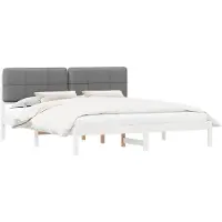 vidaXL Cadre de lit avec tête de lit rembourrée gris clair 200 x 200 cm
