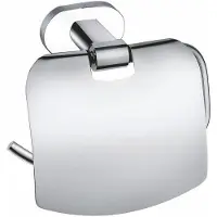 RAV Porte papier toilettes avec couvercle YUKON en laiton blanc chromé 13,6 cm