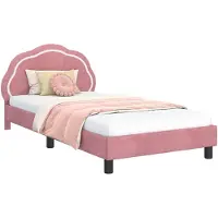vidaXL Sommier de lit d'enfant avec tête de lit rose 80 x 200 cm velours