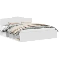 vidaXL Cadre de lit avec tête de lit blanc 200 x 200 cm Pin massif