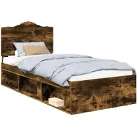 vidaXL Cadre de lit Chêne fumé 90 x 190 cm Pin massif