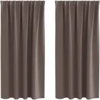vidaXL Rideaux occultants avec anneaux 2 pcs brun foncé