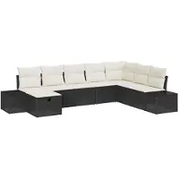 vidaXL Ensemble de canapés de jardin , 8 pièces, noir, en résine tressée