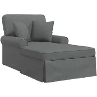 vidaXL Chaise longue avec jupe et coussins 3 pièces Gris foncé Tissu