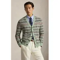 Ralph Lauren pour homme. 710B17549001 Cardigan Fair Isle en lin et coton vert (L), Casuel