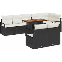 vidaXL Ensemble de canapés de jardin avec coussins (9 pièces), noir et crème