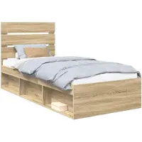 vidaXL Cadre de lit Chêne Sonoma 75 x 190 cm Pin massif