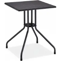 Relaxdays Table de jardin , dimensions : 75 x 61 x 61 cm, table de balcon aspect bois, plastique, métal, table de terrasse carrée, noire