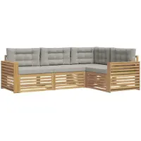 vidaXL Ensemble de canapés d'extérieur , 4 pièces, blanc et gris clair