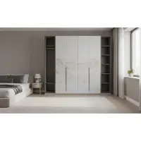 AEA Armoire beige, style moderne, cadre en bois, grands étagères, neuf