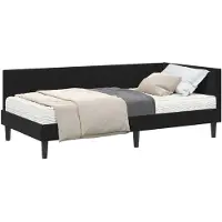 vidaXL : Structure de lit à angle avec matelas, autres, 2 pièces, noir, velours