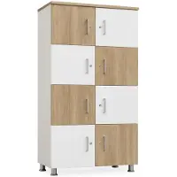 Xl Moebel Gmbh Armoire moderne avec des éléments en bois et blancs et des compartiments pratiques
