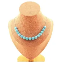 Bijoux Pierres et Minéraux. Collier 15 perles Calcédoine bleu 8 mm. Chaine en acier inoxydable Collier femmes, hommes. Taille personnalisa