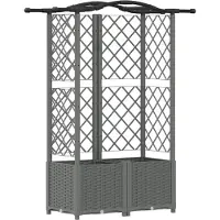 vidaXL Jardinière surélevée avec treillis et toit, gris clair, 122 x 40 x 138 cm, PP