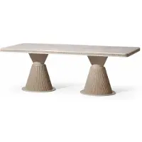 Xl Moebel Gmbh Table de salle à manger rectangulaire beige, table en bois luxueuse, mobilier de salle à manger haut de gamme