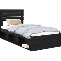 vidaXL Cadre de lit noir 90 x 190 cm Pin massif