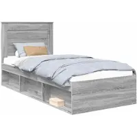vidaXL Cadre de lit gris Sonoma 75 x 190 cm Pin massif