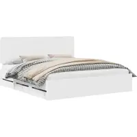 vidaXL Cadre de lit avec tiroirs blanc 180 x 200 cm bois d'ingénierie