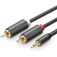 UGREEN AV102 2x RCA jack 3.5 mm 5m (noir) (5 m, Câble AUX, Câbles Cinch)