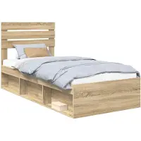 vidaXL Cadre de lit avec tête de lit Sonoma 90 x 190 cm Pin massif
