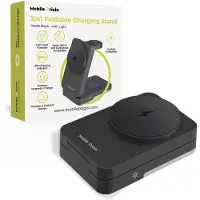 Mobile Origin Support de charge pliable 3 en 1 pour appareils mobiles, avec éclairage, modèle PW28, couleur noire