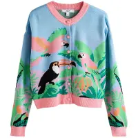 Next Cardigan bleu ciel / vert clair / vert foncé / pitaya