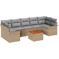 vidaXL Ensemble de canapés de jardin 8 pièces Beige et gris clair Poly-rotin