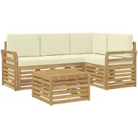 vidaXL Ensemble de salon de jardin , 5 pièces, blanc et crème, en polyester