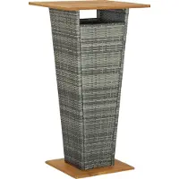 Syfax Table de bar Gris 60x60x110 cm Résine tressée et bois d'acacia