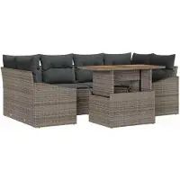 vidaXL Salon de jardin avec coussins 7 pcs Gris et brun