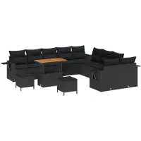vidaXL Ensemble canapé de jardin 13 pcs noir poly rotin