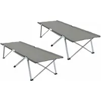 vidaXL Lit pliant pour camping, 2 pièces, gris, 194 x 62,5 x 42,5 cm