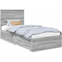 vidaXL Cadre de lit gris Sonoma et argent 75 x 190 cm Bois composite