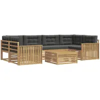 vidaXL Ensemble de canapés d'extérieur , 7 pièces, blanc et anthracite