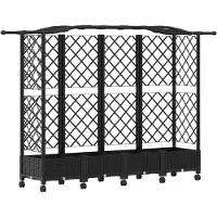 vidaXL Jardinière surélevée avec treillis et toit, noire, 203,5 x 40 x 129 cm, en PP