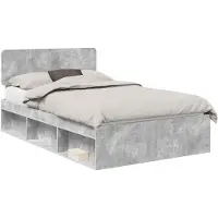 vidaXL Cadre de lit avec tête de lit béton 120 x 190 cm Pin massif