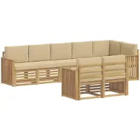 vidaXL Ensemble de canapés d'extérieur , 8 pièces, blanc et beige, 306 x 128,5 x 73 cm