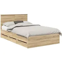vidaXL Cadre de lit en chêne Sonoma 120 x 190 cm Bois d'ingénierie