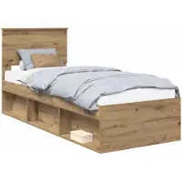 vidaXL Cadre de lit en chêne artisanal 75 x 190 cm Pin massif