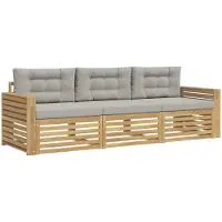 vidaXL Ensemble de salon de jardin 3 pièces, blanc et gris clair, en bois d'acacia massif