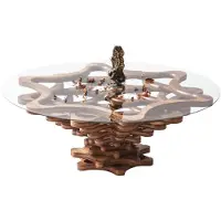 AEA Table basse moderne, idéale pour le salon, neuve, en bois, confortable, de forme ronde, pratique, de couleur marron