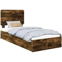vidaXL Lit de rangement Chêne fumé 90 x 200 cm Bois composite